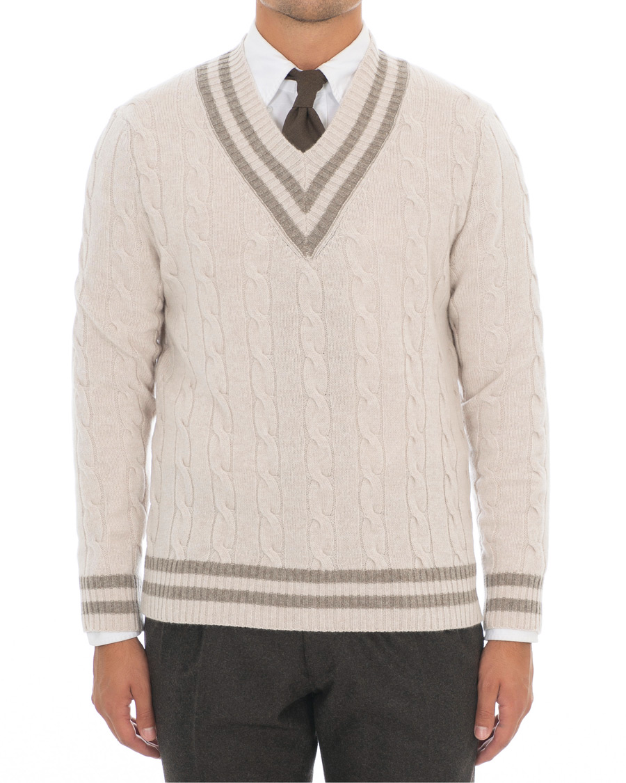 Herren | Pullover | Morris Heritage | Heritage Cricket Cashmere Sweater Off White