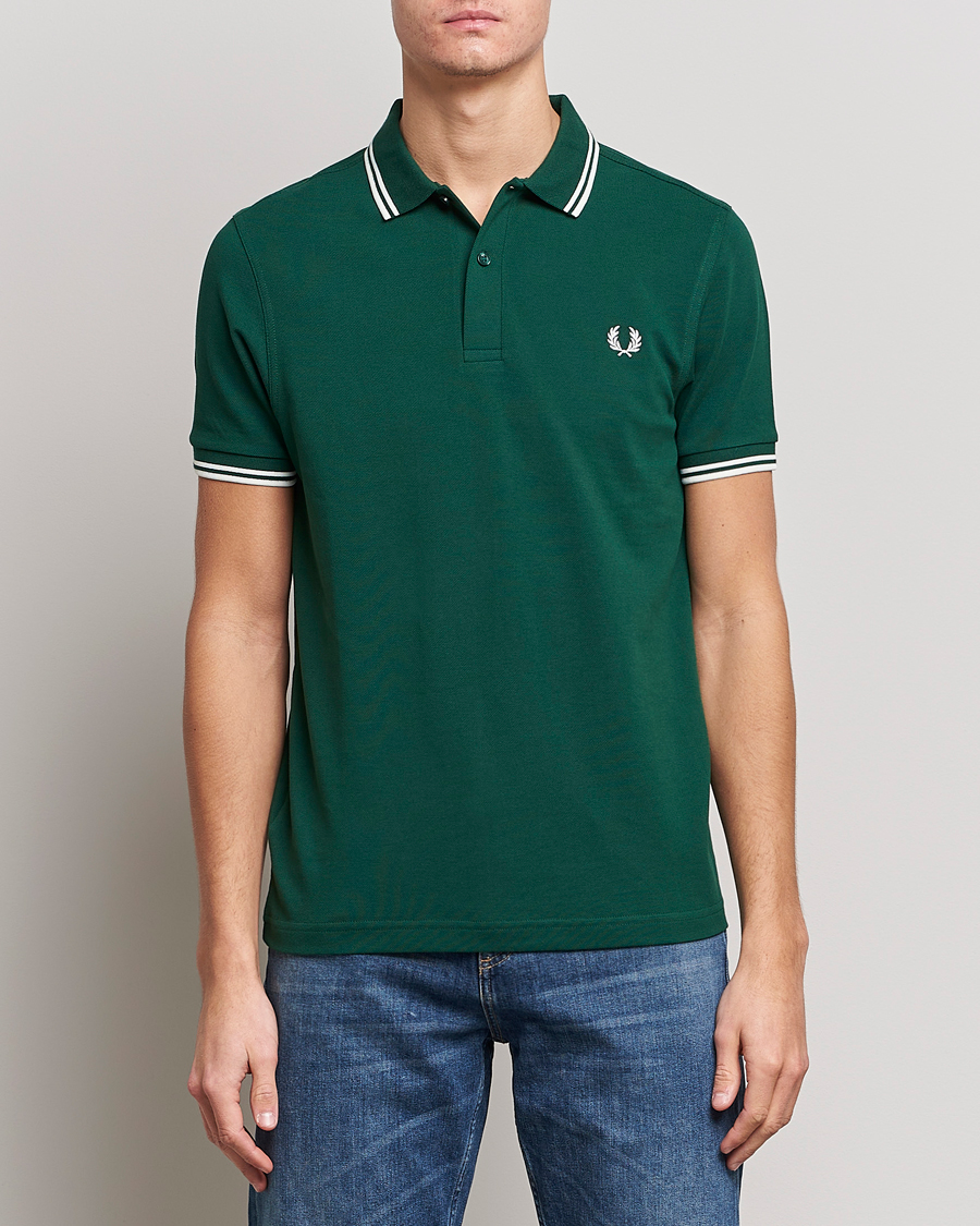 Herren | Best of British | Fred Perry | Twin Tipped Polo Shirt Ivy/Snow White