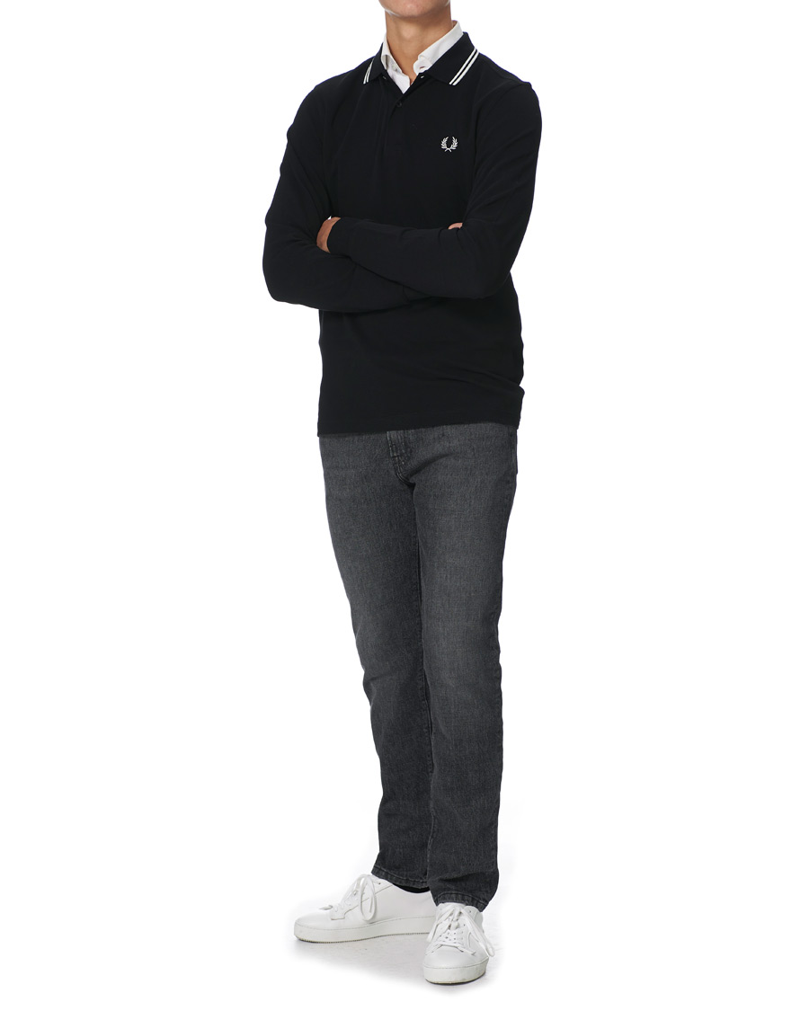 Herren | Pullover | Fred Perry | Slim Fit Long Sleeve Polo Twin Tip Black