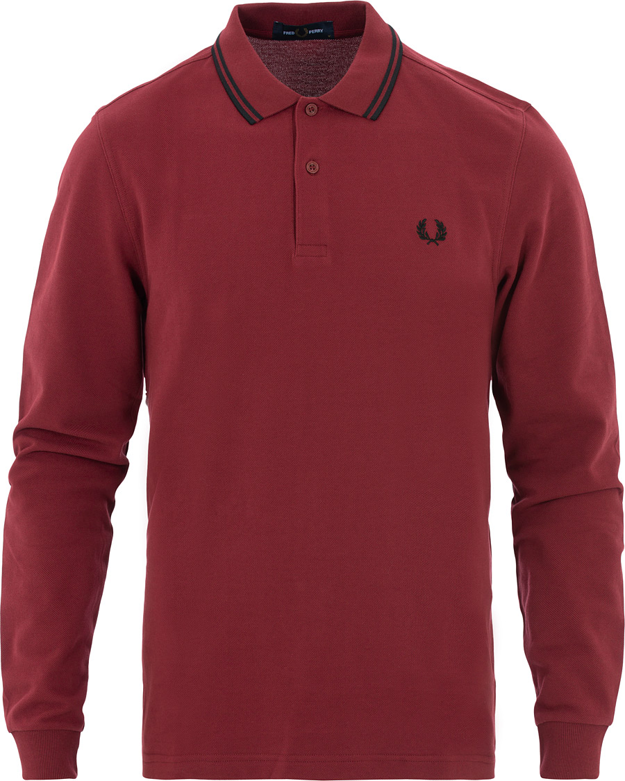 Herren | Pullover | Fred Perry | Slim Fit Long Sleeve Polo Twin Tip Wine Red