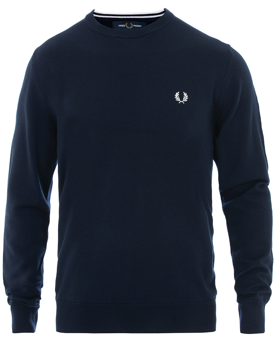 Herren | Pullover | Fred Perry | Merino Wool Crew Neck Pullover Carbon Blue