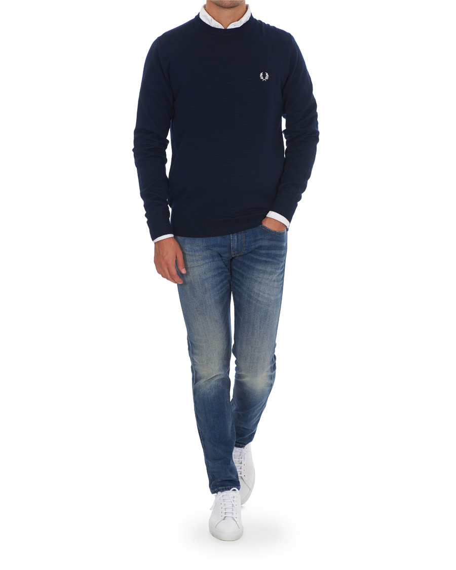 Herren | Pullover | Fred Perry | Merino Wool Crew Neck Pullover Carbon Blue
