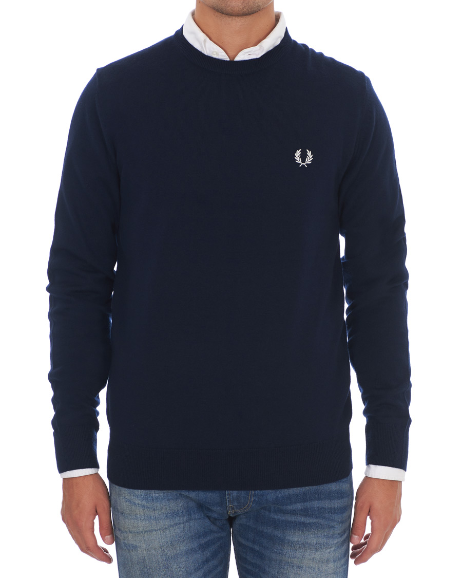 Herren | Pullover | Fred Perry | Merino Wool Crew Neck Pullover Carbon Blue