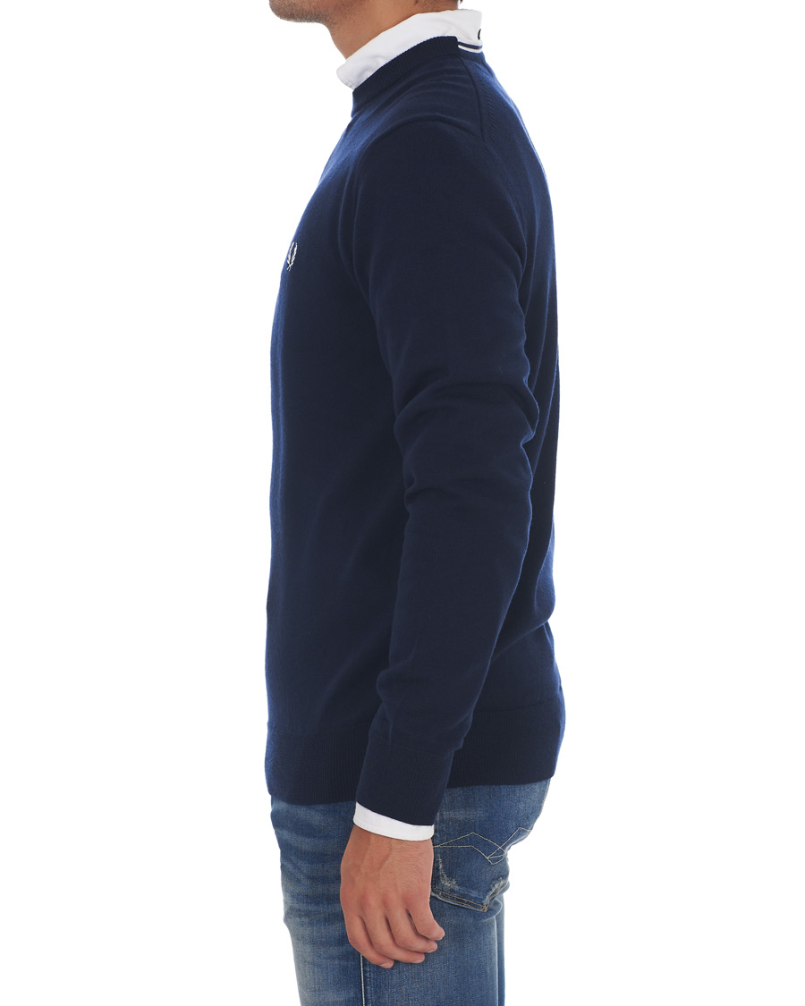 Herren | Pullover | Fred Perry | Merino Wool Crew Neck Pullover Carbon Blue