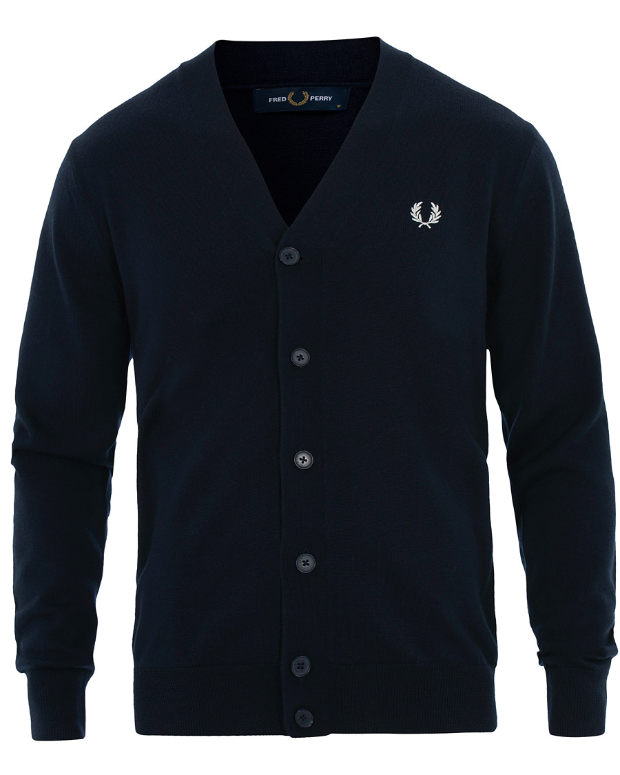 Herren | Pullover | Fred Perry | Merino Wool Cardigan Carbon Blue