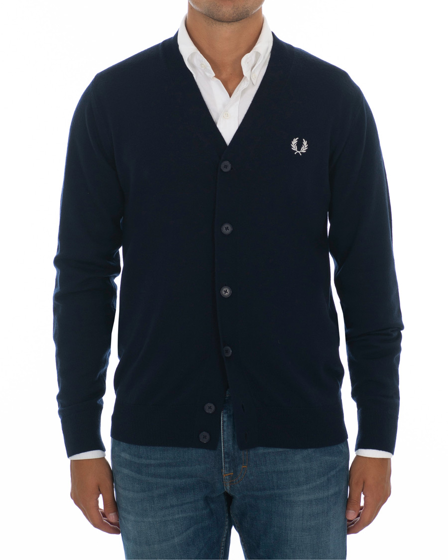 Herren | Pullover | Fred Perry | Merino Wool Cardigan Carbon Blue