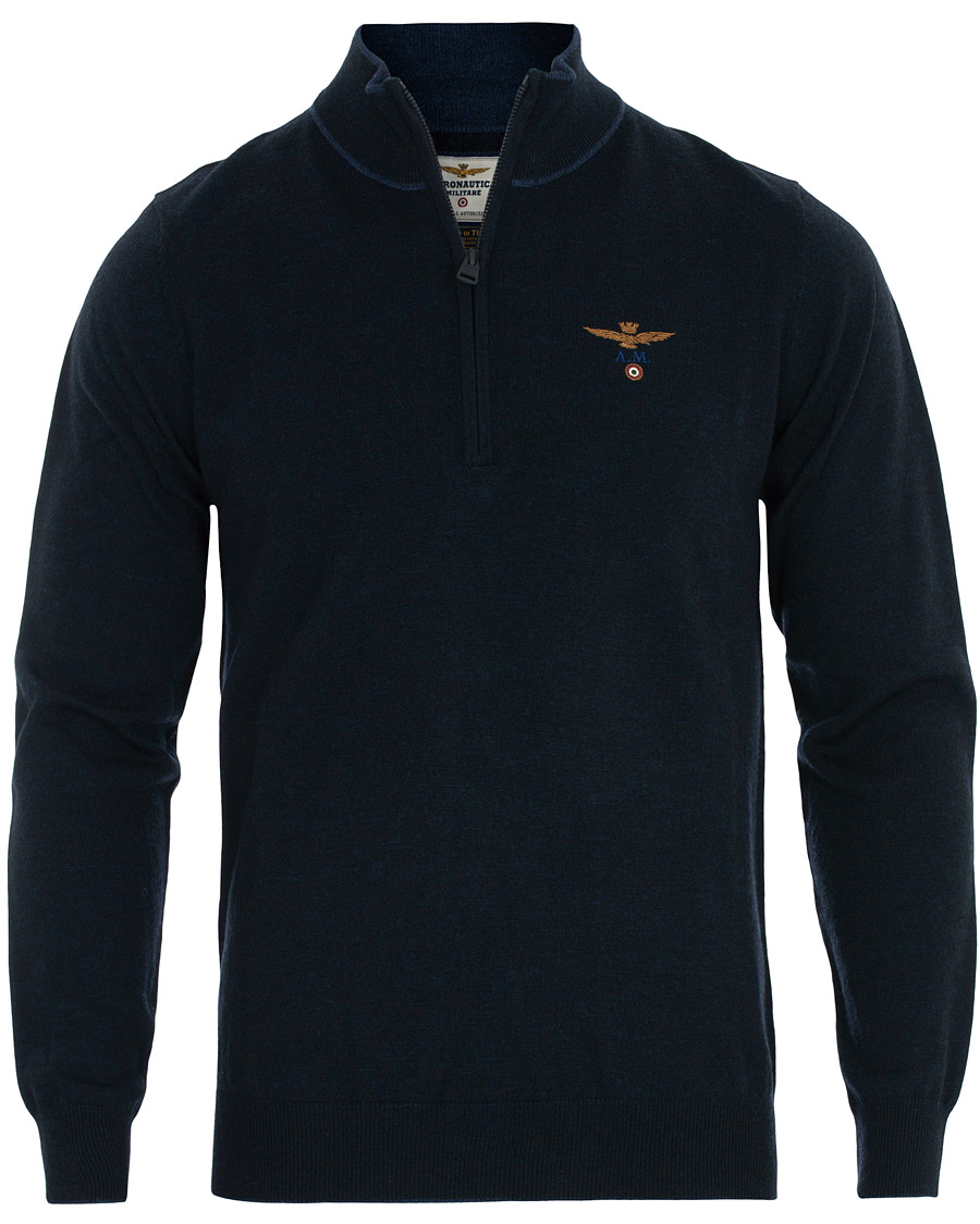 Herren | Pullover | Aeronautica Militare | MA1188 Merino Half Zip Navy