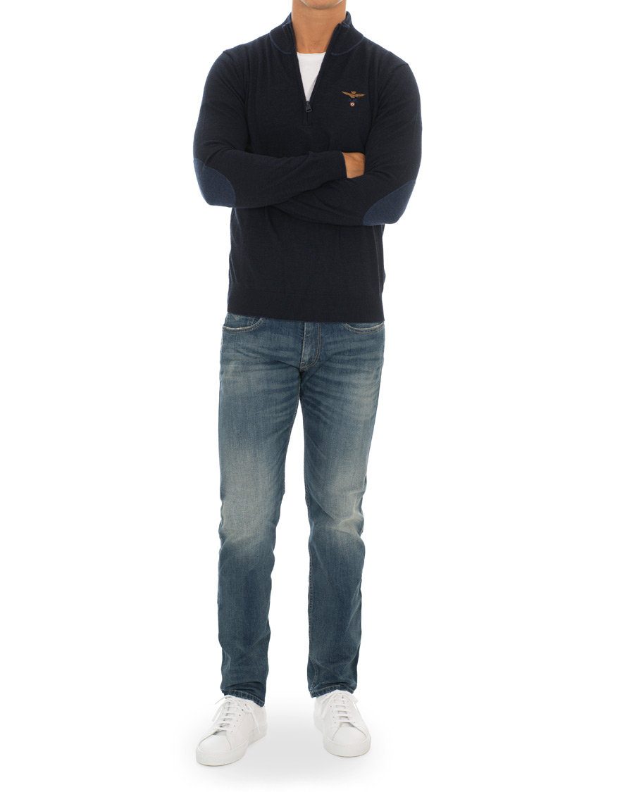 Herren | Pullover | Aeronautica Militare | MA1188 Merino Half Zip Navy
