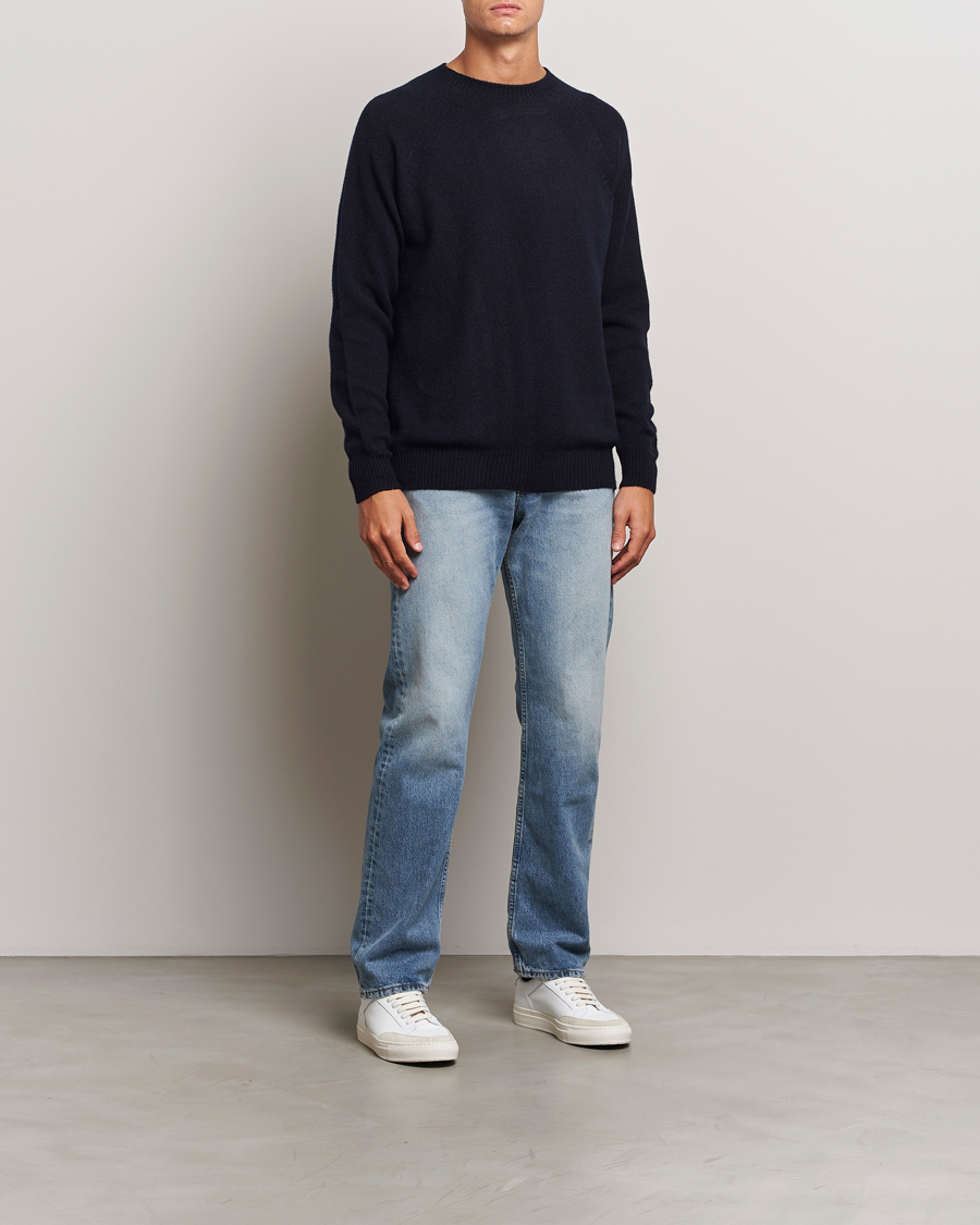 Herren | Pullover | Sunspel | Lambswool Crewneck Dark Navy Moiline