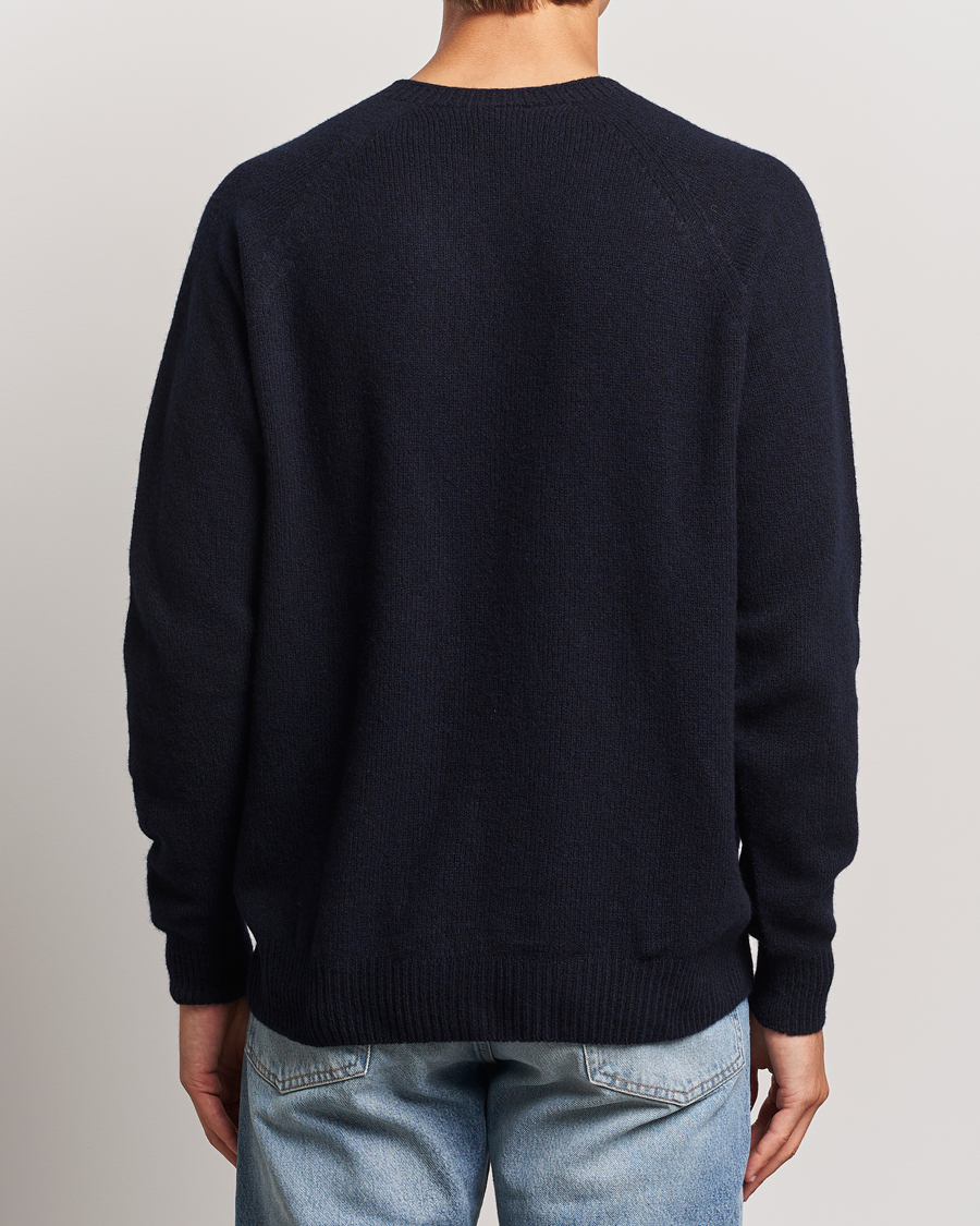 Herren | Pullover | Sunspel | Lambswool Crewneck Dark Navy Moiline
