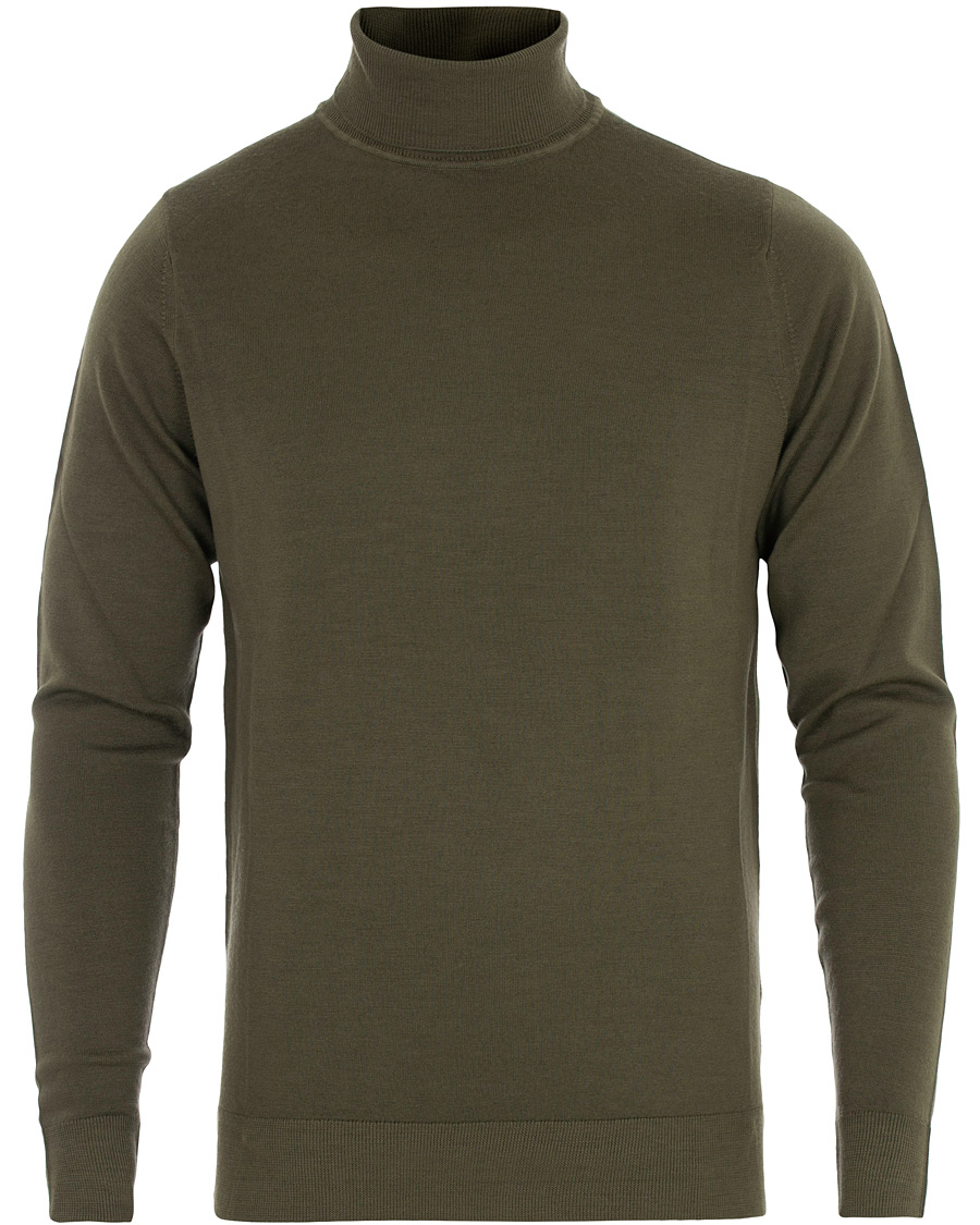 Herren | Pullover | Sunspel | Merino Wool Rollneck Military Green