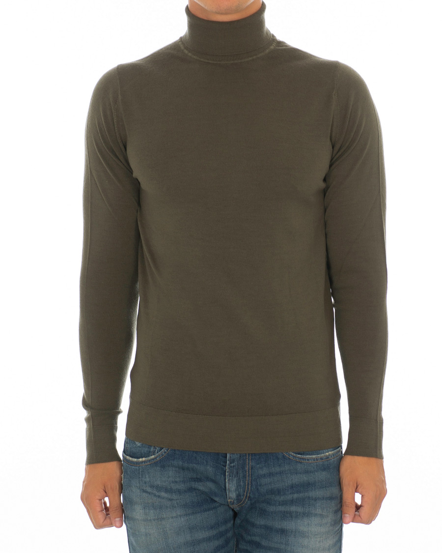 Herren | Pullover | Sunspel | Merino Wool Rollneck Military Green