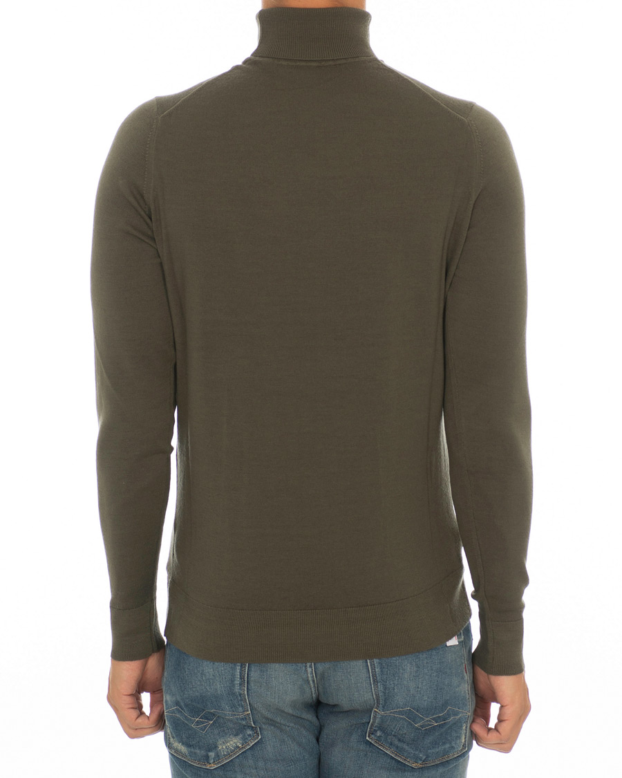 Herren | Pullover | Sunspel | Merino Wool Rollneck Military Green