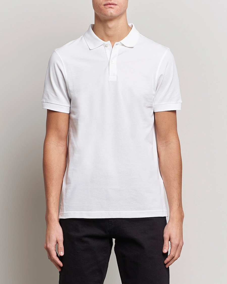 Herren |  | Sunspel | Short Sleeve Pique Polo White