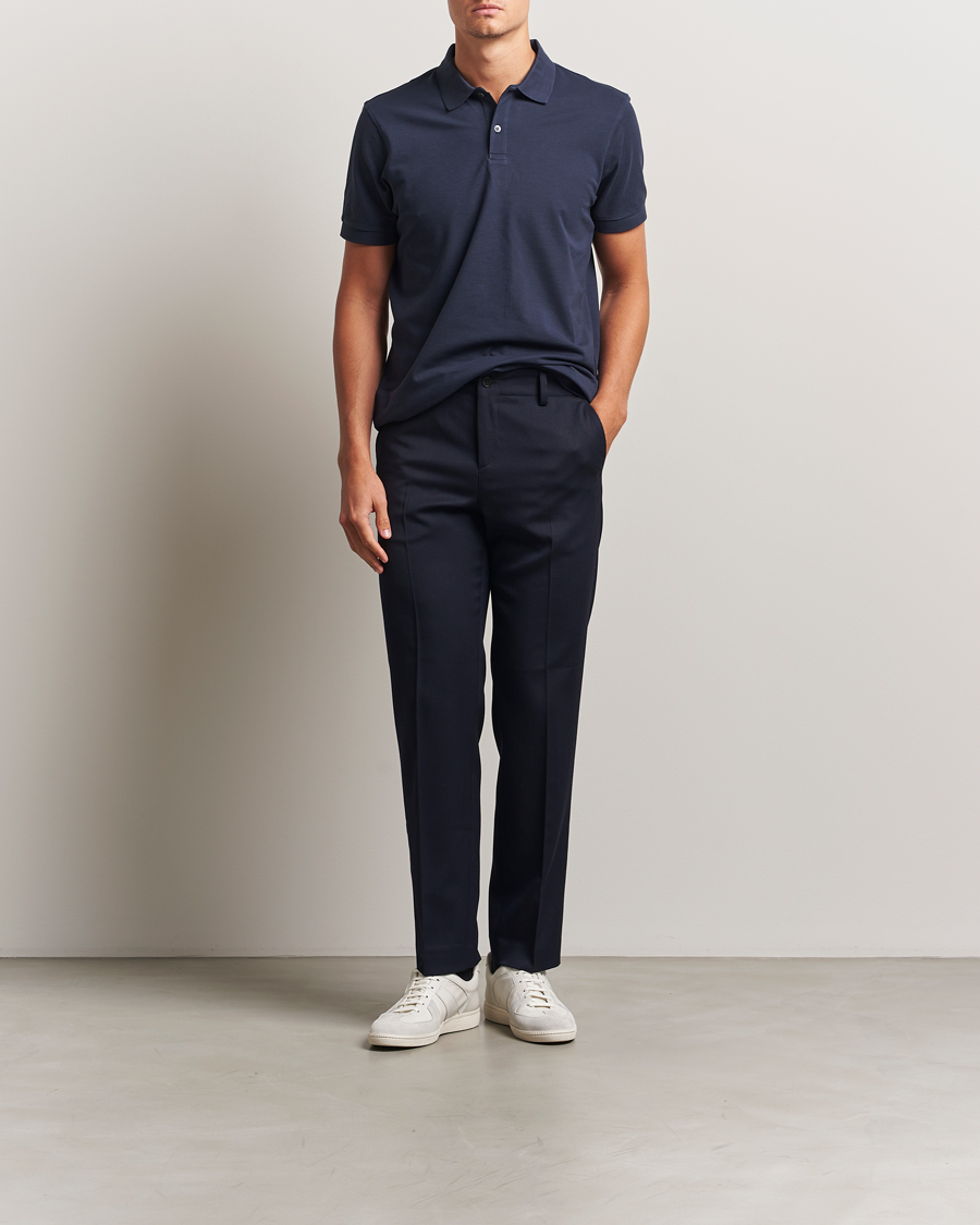 Herren | Poloshirts | Sunspel | Short Sleeve Pique Polo Navy