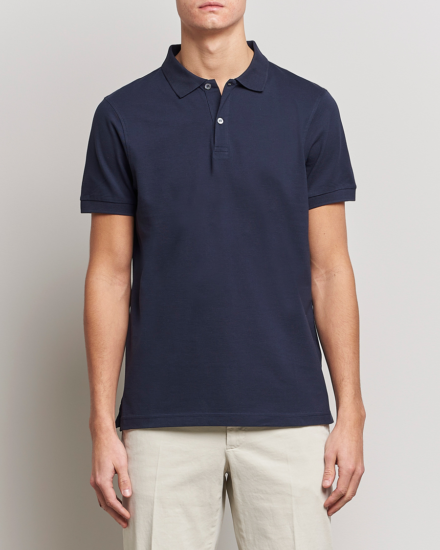 Herren | Poloshirts | Sunspel | Short Sleeve Pique Polo Navy