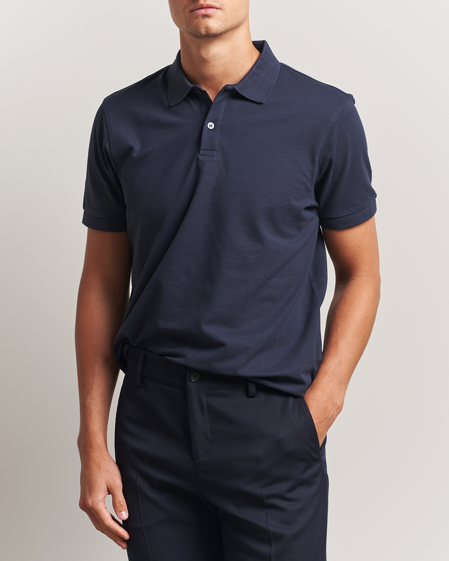 Herren | Poloshirts | Sunspel | Short Sleeve Pique Polo Navy