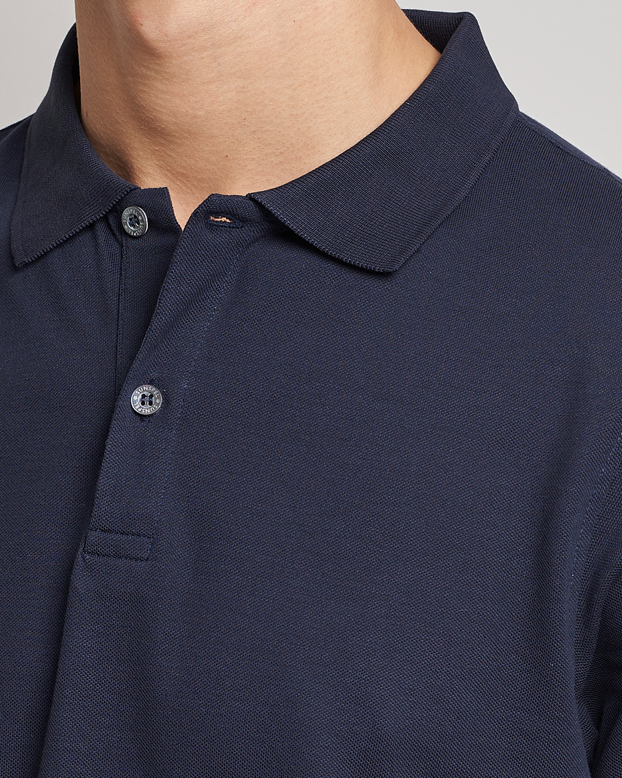 Herren | Poloshirts | Sunspel | Short Sleeve Pique Polo Navy