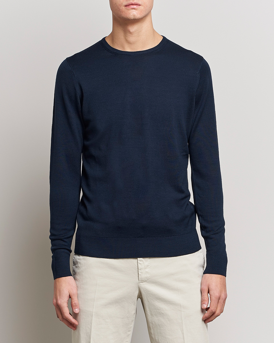 Men |  | Sunspel | Crew Neck Jumper Light Navy