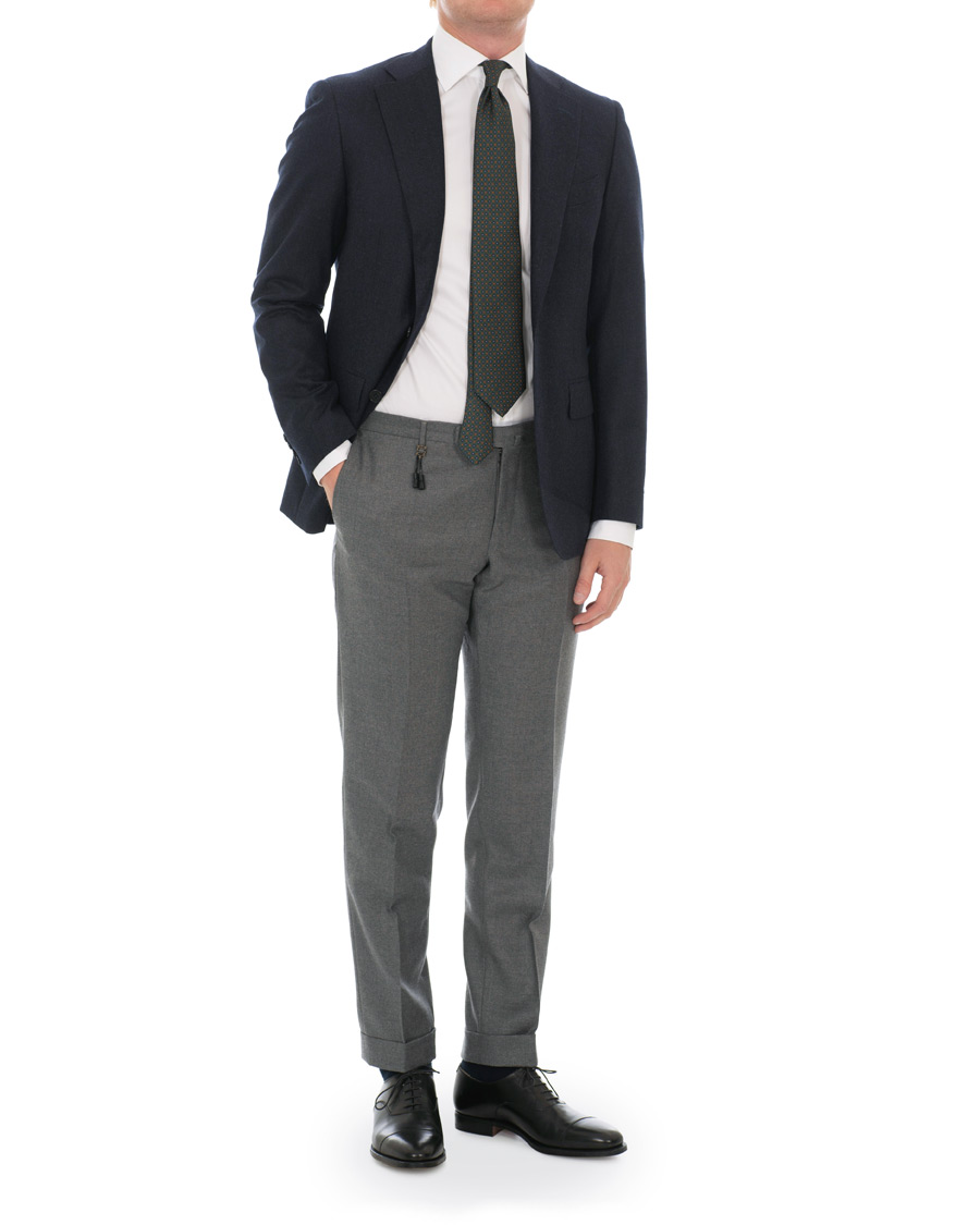 Herren | Hosen | Incotex | Slim Fit Flannel Trousers Light Grey