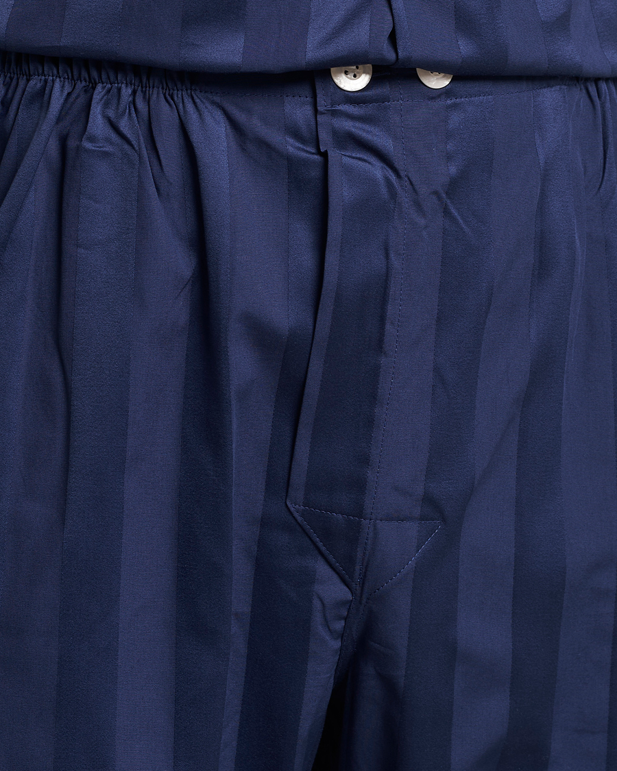 Herren | Schlafanzüge & Bademäntel | Derek Rose | Striped Cotton Satin Pyjama Set Navy