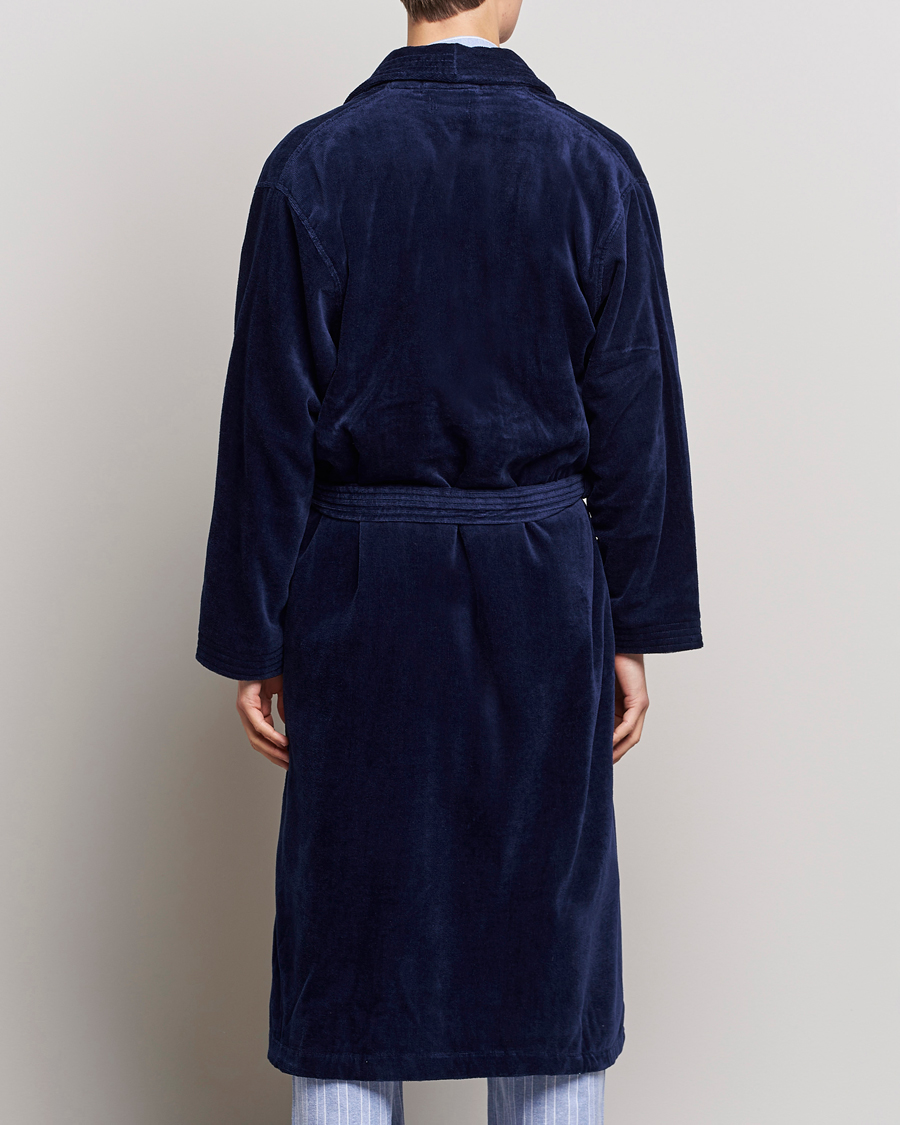 Herren | Schlafanzüge & Bademäntel | Derek Rose | Cotton Velour Gown Navy