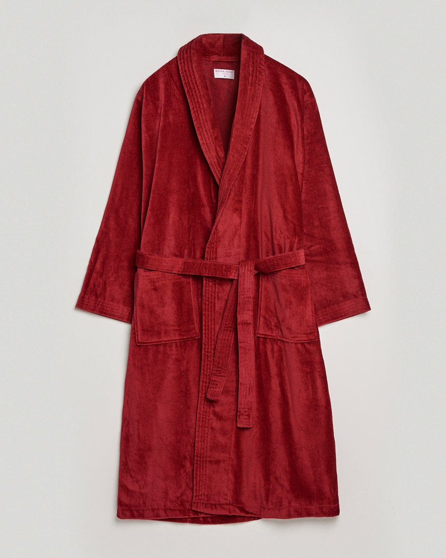 Herren | | Derek Rose | Cotton Velour Gown Wine Red