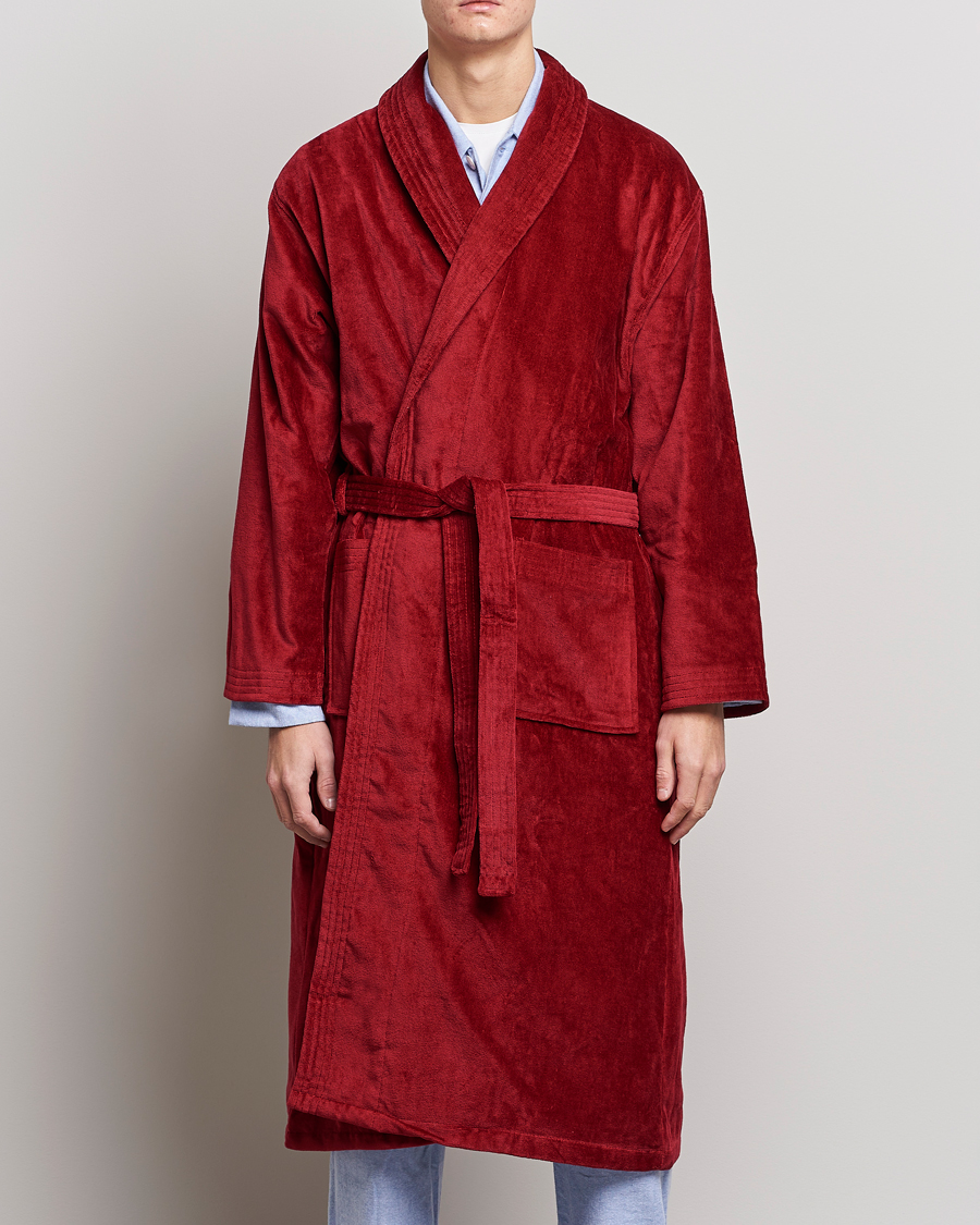 Men |  | Derek Rose | Cotton Velour Gown Wine Red