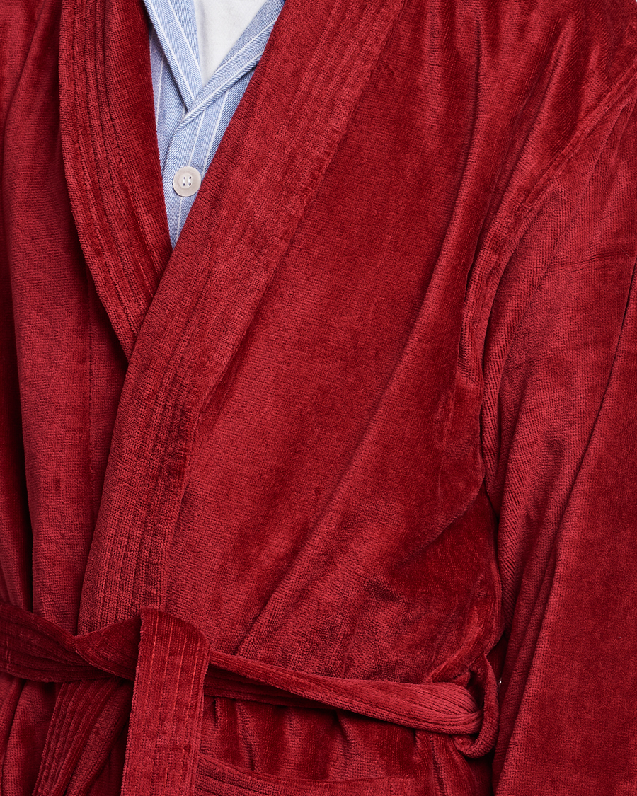Herren | Schlafanzüge & Bademäntel | Derek Rose | Cotton Velour Gown Wine Red