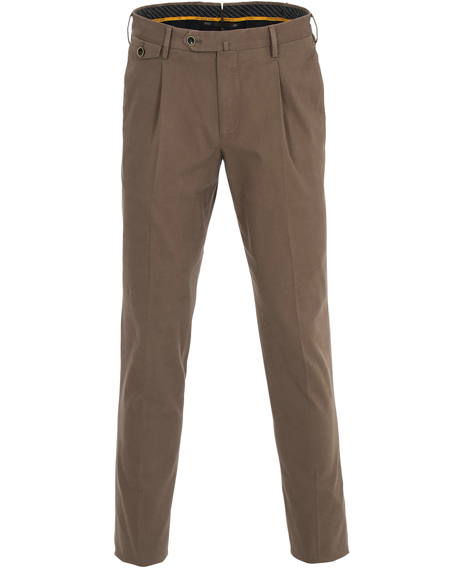 Herren | Hosen | PT01 | Gentleman Fit Pleated Cotton Trousers Brown