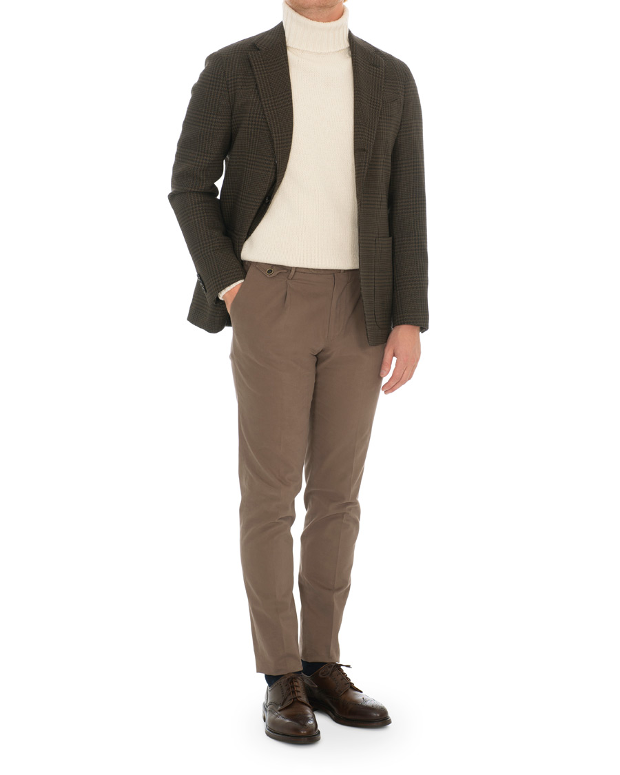 Herren | Hosen | PT01 | Gentleman Fit Pleated Cotton Trousers Brown