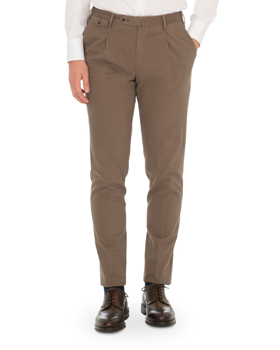 Herren | Hosen | PT01 | Gentleman Fit Pleated Cotton Trousers Brown