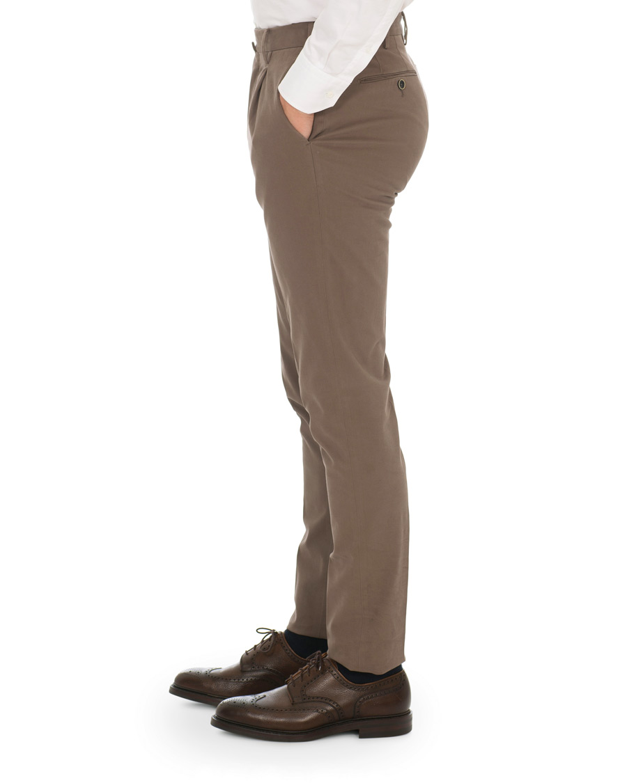 Herren | Hosen | PT01 | Gentleman Fit Pleated Cotton Trousers Brown