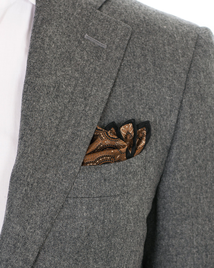 Herren | Tiger of Sweden Pais Printed Silk Pocket Square Brown | Tiger of Sweden | Pais Printed Silk Pocket Square Brown