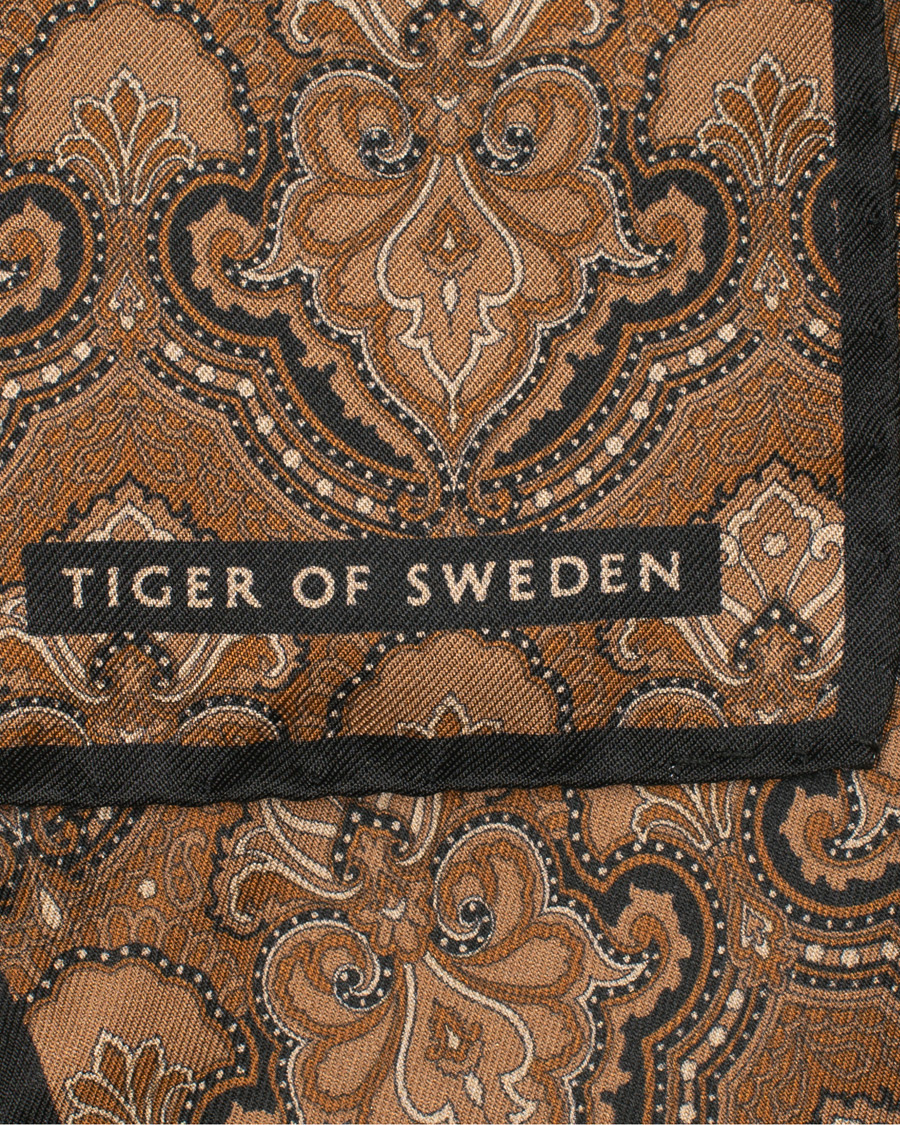Herren | Tiger of Sweden Pais Printed Silk Pocket Square Brown | Tiger of Sweden | Pais Printed Silk Pocket Square Brown