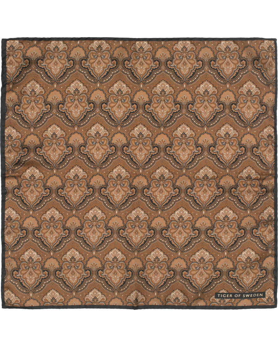 Herren | Tiger of Sweden Pais Printed Silk Pocket Square Brown | Tiger of Sweden | Pais Printed Silk Pocket Square Brown