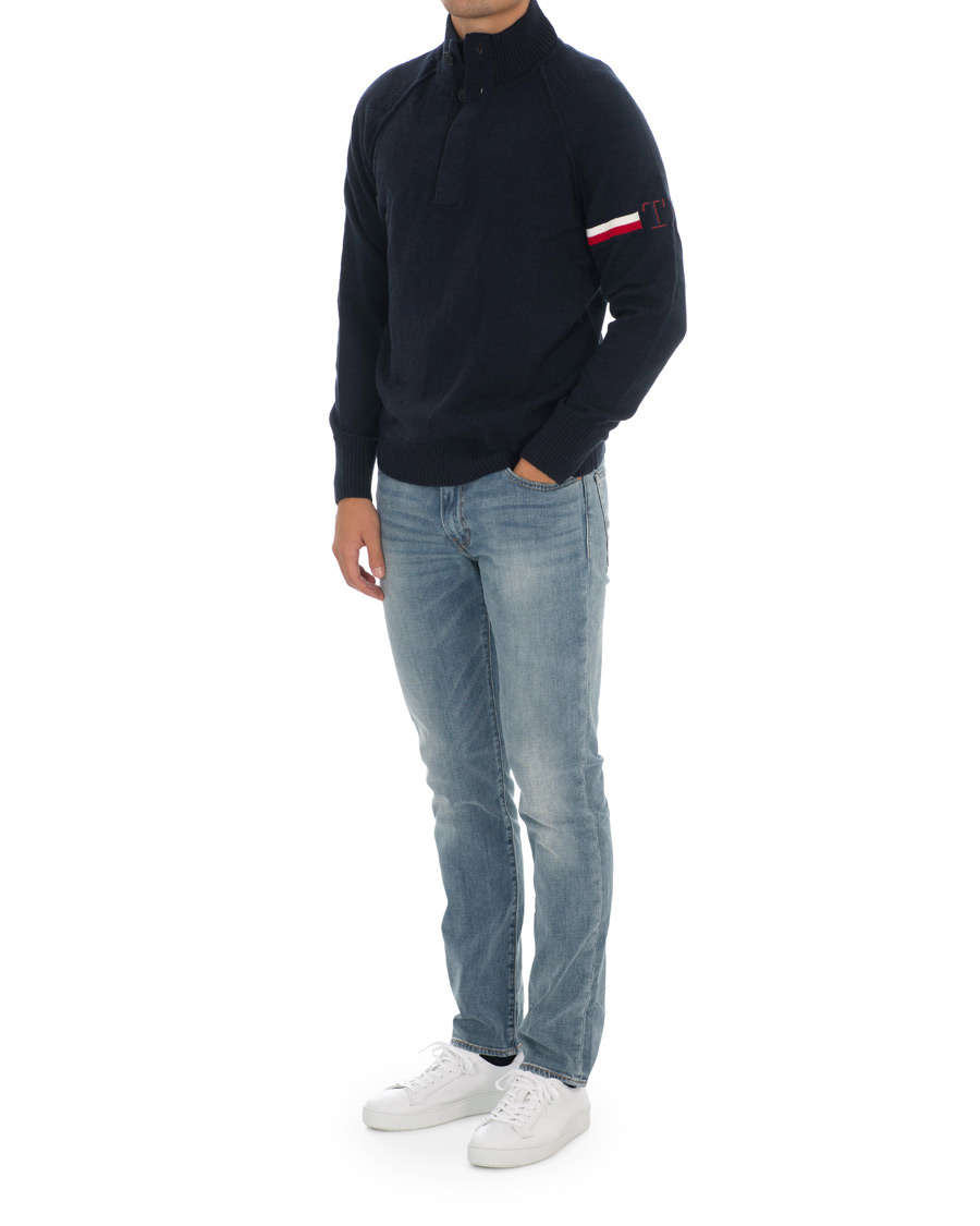 Herren | Pullover | Tommy Hilfiger | Monogram Button Mock Neck Sky Captain