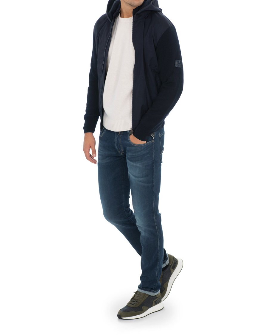 Z Zegna Techmerino Hybrid Hooded Jacket Navy