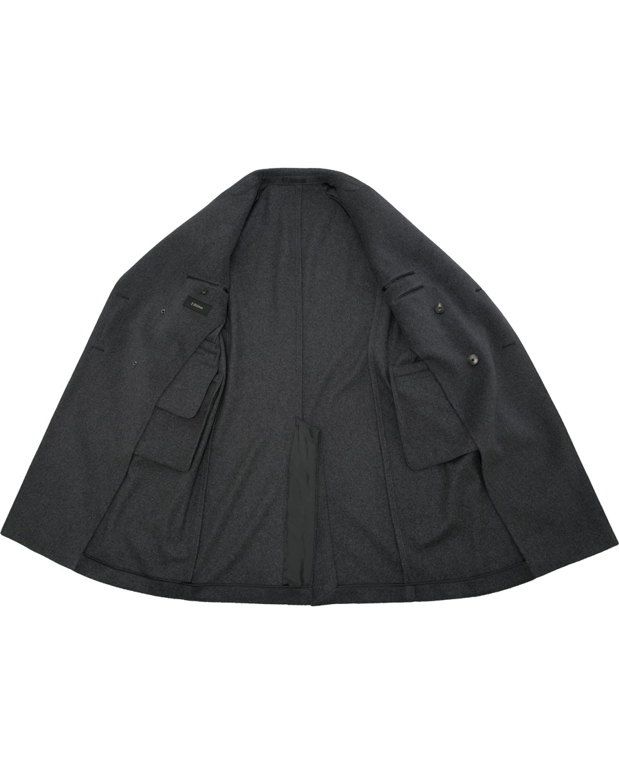 Herren | Jacken | Z Zegna | Double Breasted Unlined Beaver Wool Coat Grey Melange