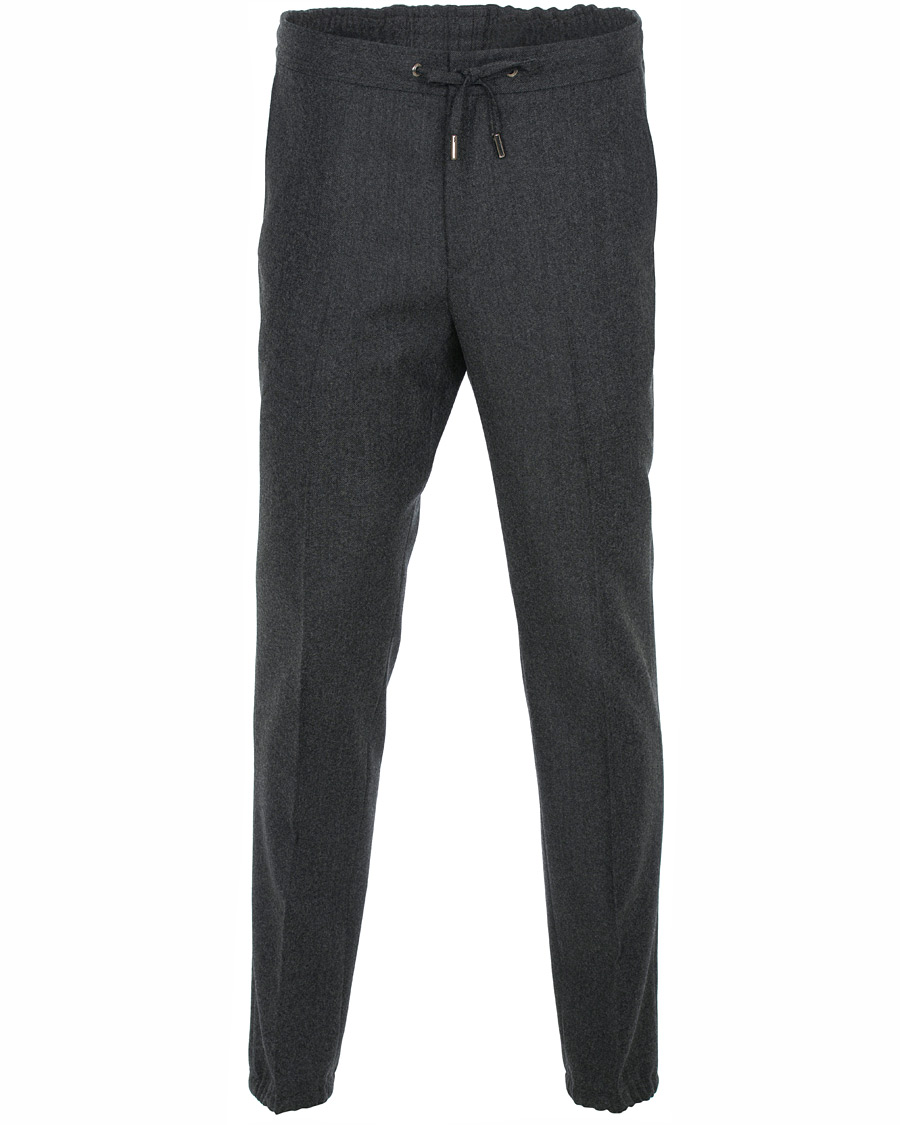 Herren | Hosen | Z Zegna | Slim Fit Drawstring Flannel Trousers Charcoal