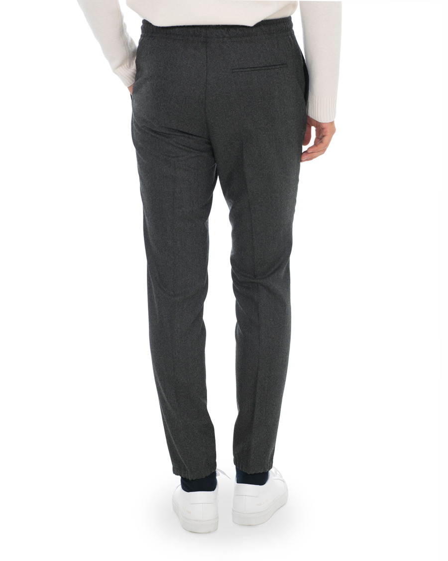 Herren | Hosen | Z Zegna | Slim Fit Drawstring Flannel Trousers Charcoal