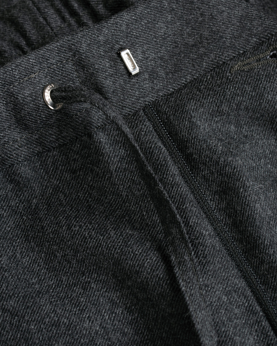 Herren | Hosen | Z Zegna | Slim Fit Drawstring Flannel Trousers Charcoal