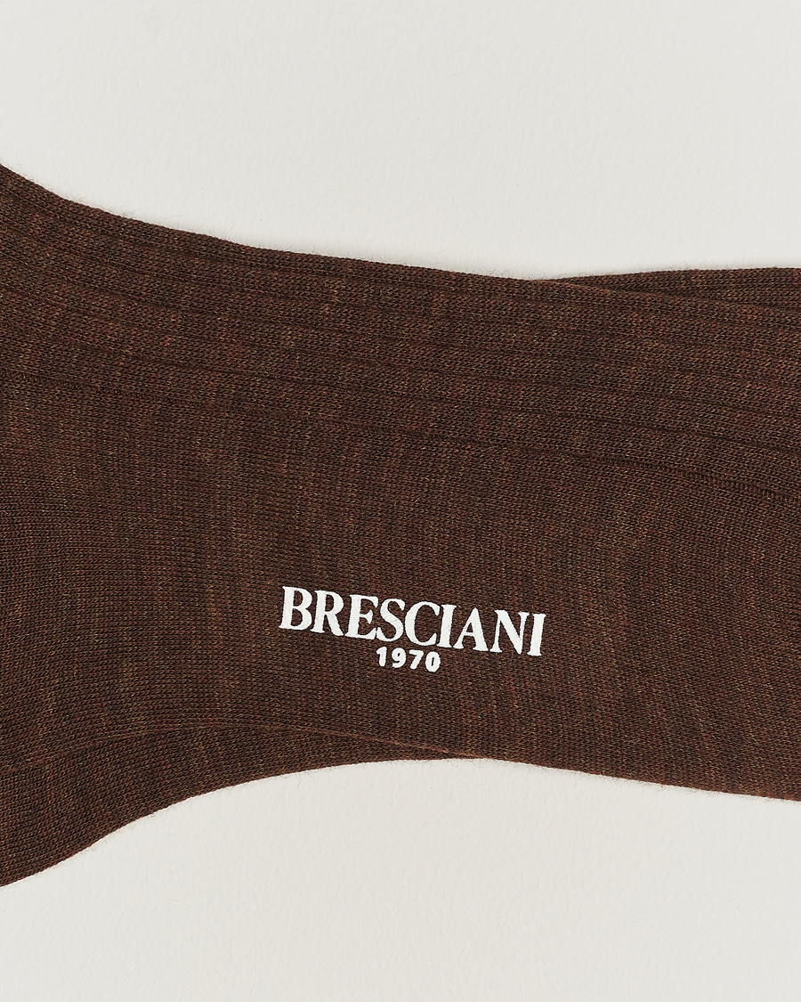 Herren | Kleidung | Bresciani | Wool/Nylon Ribbed Short Socks Brown Melange