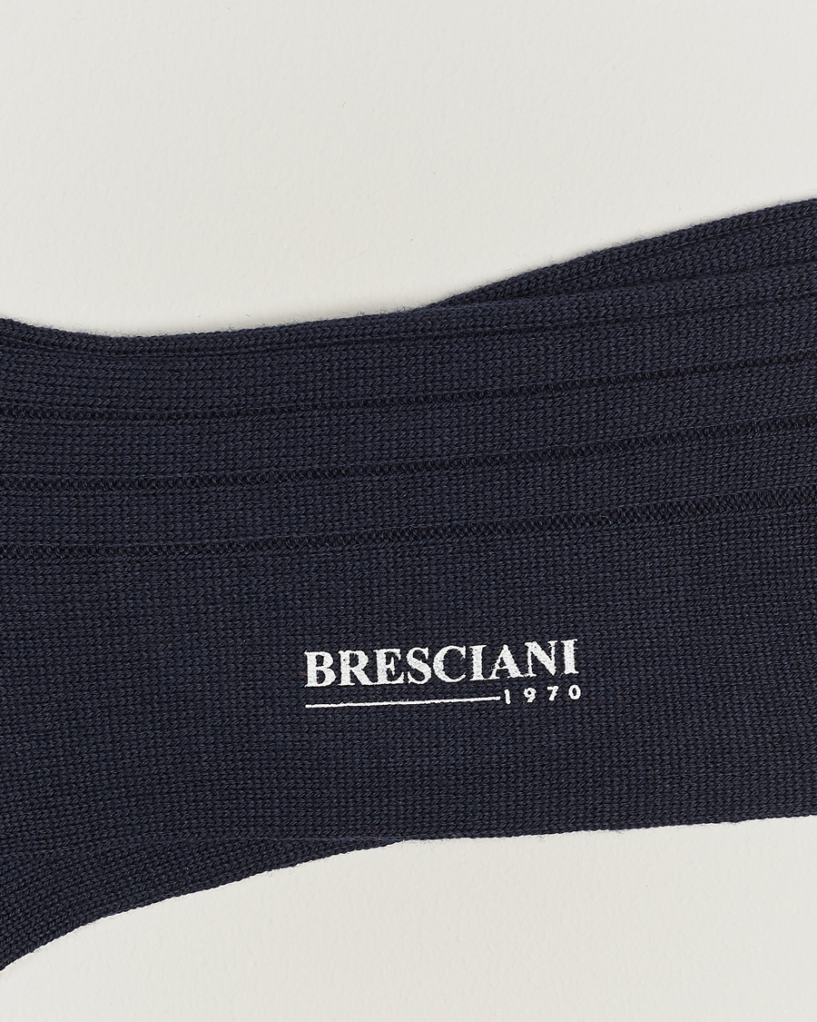 Herren | Unterwäsche | Bresciani | Wool/Nylon Heavy Ribbed Socks Navy