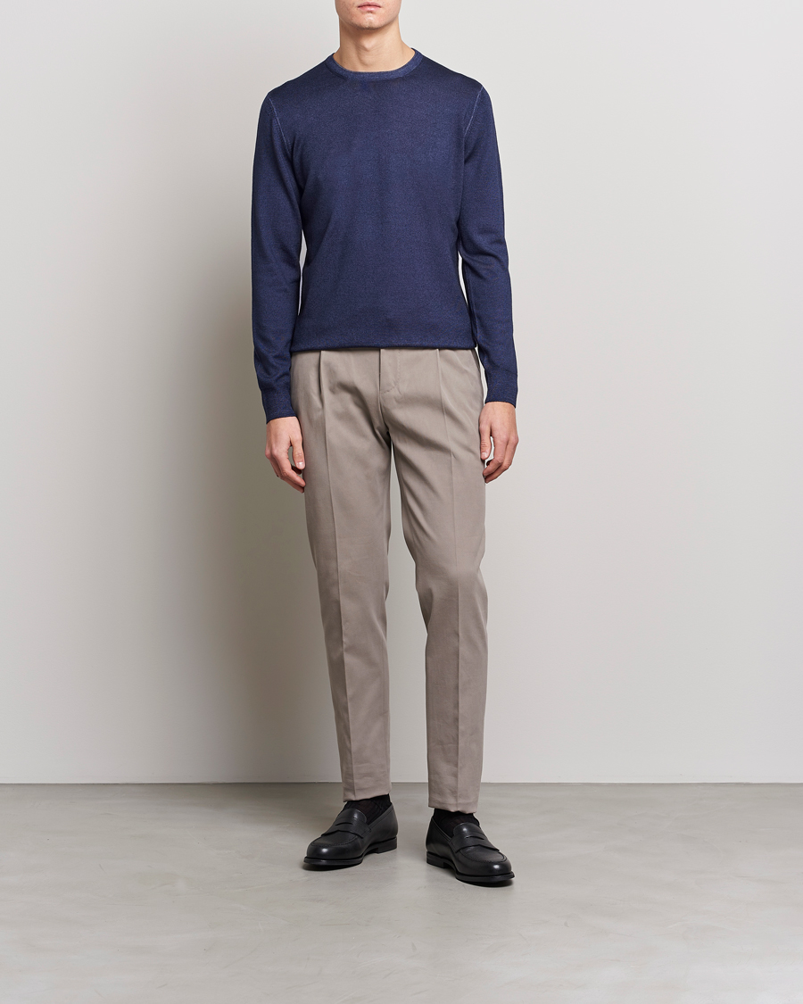 Herren | Pullover | Gran Sasso | Vintage Merino Fashion Fit Crew Neck Pullover Navy