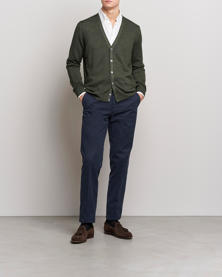 Herren | Pullover | Gran Sasso | Vintage Merino Fashion Fit Cardigan Green