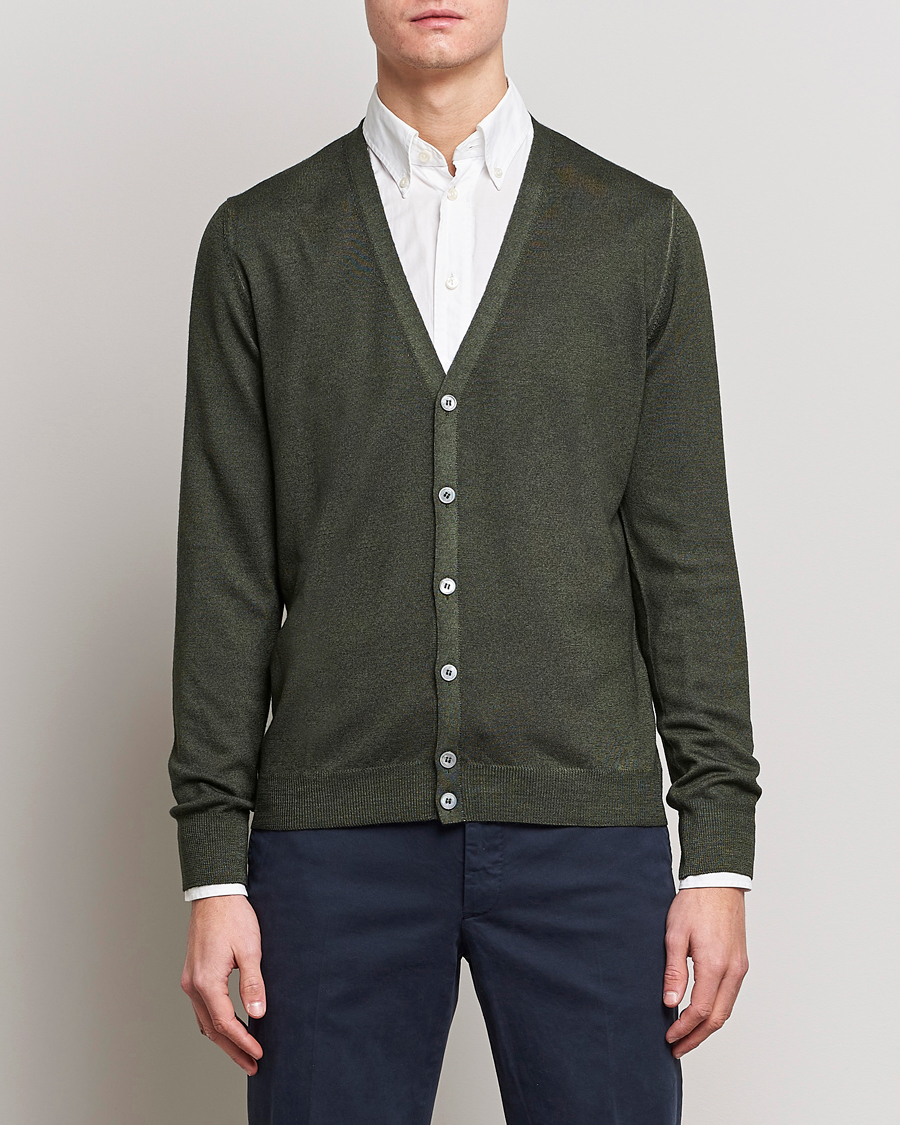 Herren | Pullover | Gran Sasso | Vintage Merino Fashion Fit Cardigan Green