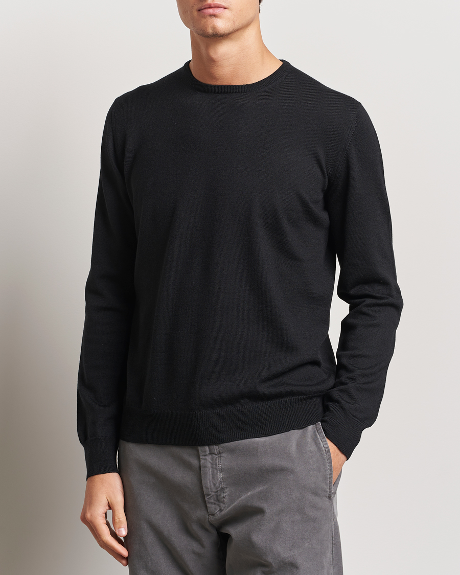Herren | Pullover | Gran Sasso | Merino Fashion Fit Crew Neck Pullover Black