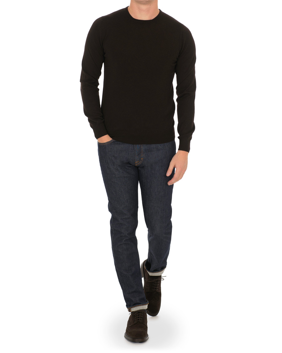 Herren | Pullover | Gran Sasso | Merino Fashion Fit Crew Neck Pullover Brown