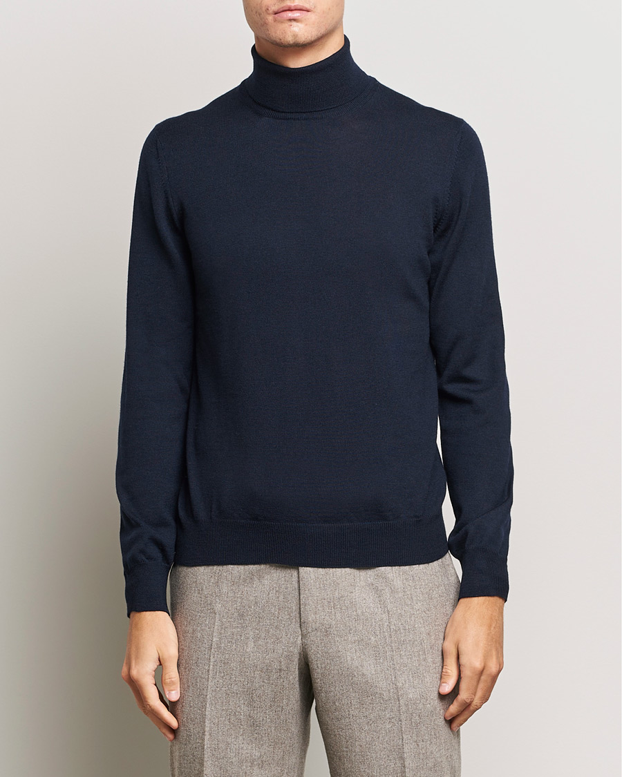 Herren | Pullover | Gran Sasso | Merino Fashion Fit Rollneck Navy